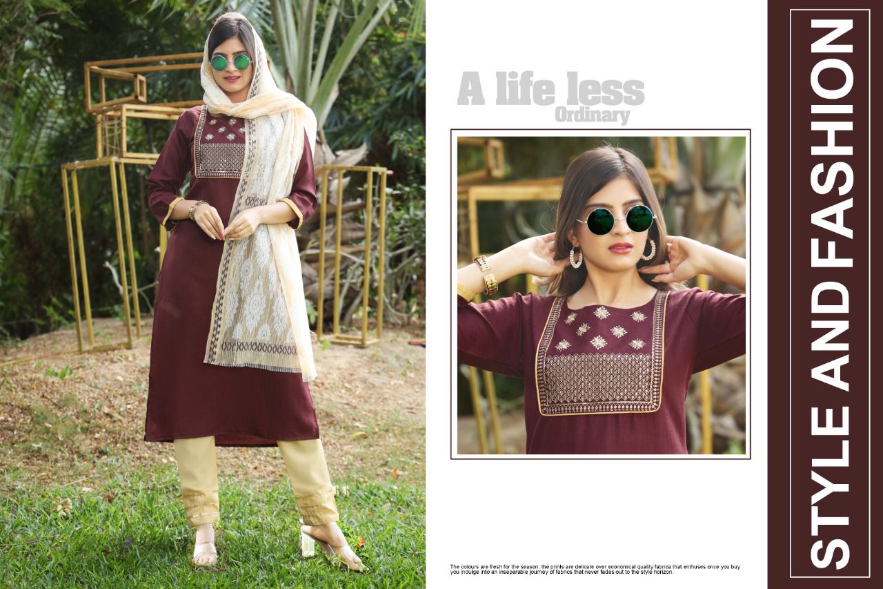 Shanaya Latest Festive Wear Cotton Slub Kurti With Bottom And Dupatta Collection